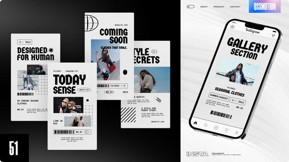 Videohive Minimal Streetwear Instagram Stories Video Displays template preview