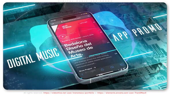 Videohive Digital Music App Promo Product Promo template preview