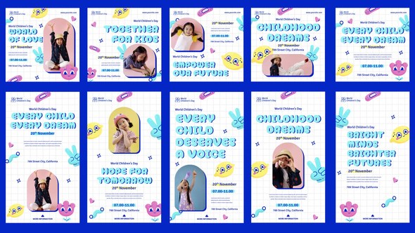 Videohive World Childrens Day Feed and Stories Instagram Openers template preview