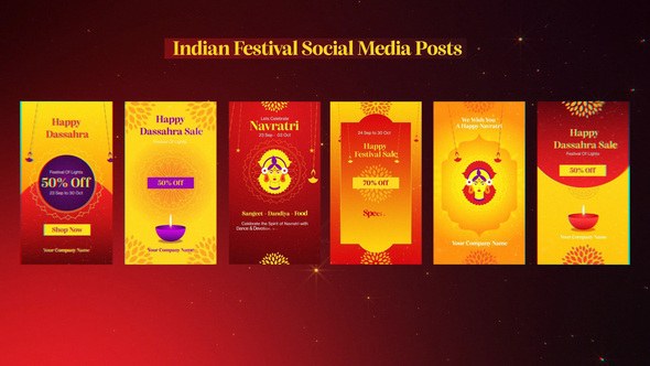 Videohive Indian Festival Social Media Posts Ramadan template preview