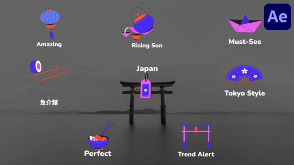 Videohive Japan Style Icons And Titles for After Effects Titles template preview