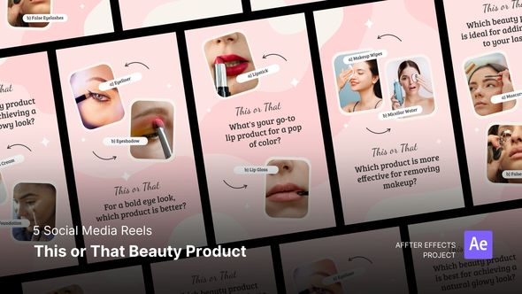 Videohive Social Media Reels - This or That Beauty Product After Effects Template Product Promo template preview