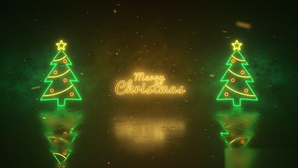 Videohive Christmas Neon Lights Wishes Openers template preview