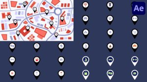 Videohive Map And Pin Location Icons for After Effects Elements template preview