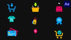 Online Shopping Animated Icons for After Effects Elements template preview