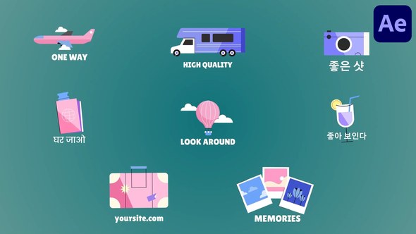 Videohive Travel Icons And Titles for After Effects 54813861 Titles template preview
