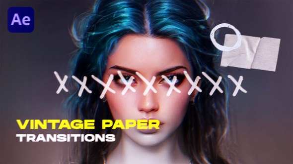 Videohive Vintage Paper Transitions Elements template preview