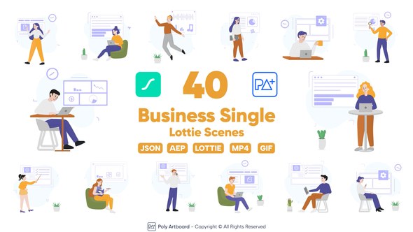 Videohive Business Single Lottie Scenes Elements template preview
