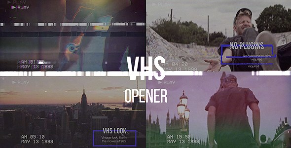 VHS Opener // Modern Glitch Slideshow Video Displays template preview