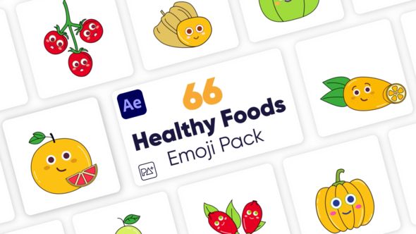 Videohive Healthy Food Emojies for After Effects Product Promo template preview