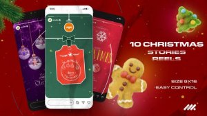 Videohive 10 Christmas stories and reels Broadcast-packages template preview