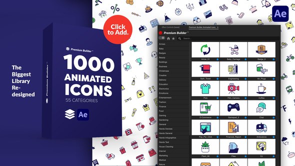 Videohive PremiumBuilder Animated Icons Elements template preview