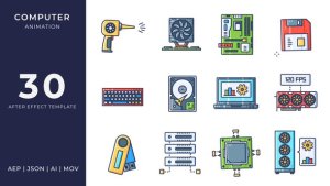 Videohive Computer Animated Icons | After Effects Elements template preview