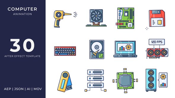 Videohive Computer Animated Icons | After Effects Elements template preview