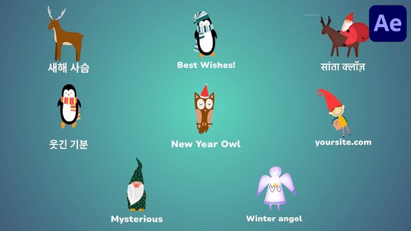 Videohive Christmas Characters Icons And Titles for After Effects Titles template preview