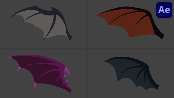 Videohive Cartoon Halloween Bat Wings Animations | After Effects Elements template preview