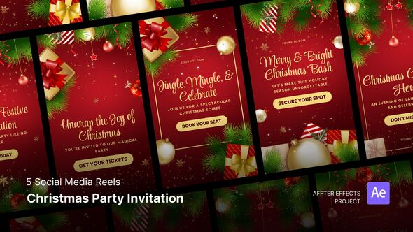 Videohive Social Media Reels - Christmas Party Invitation After Effects Template Product Promo template preview