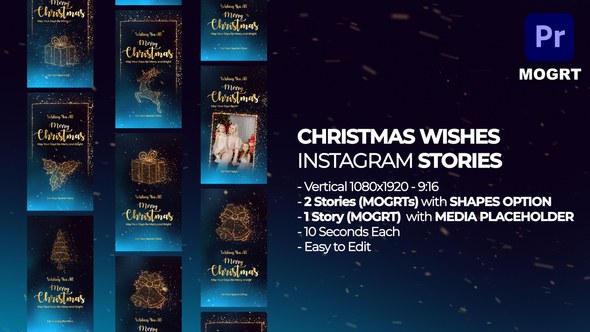 Christmas Wishes Instagram Stories MOGRTS Premiere Pro template preview