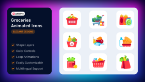 Videohive Groceries Animated Icons Elements template preview