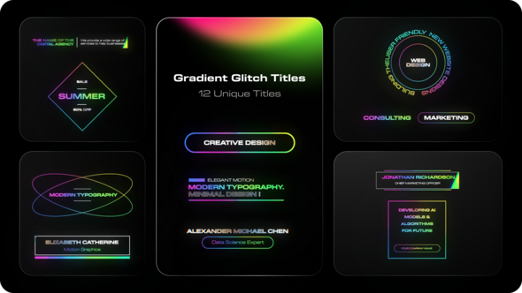 Videohive Gradient Glitch Titles 52416626 Titles template preview