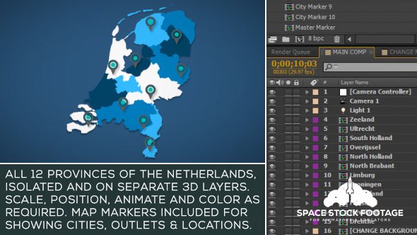 Netherlands Map Kit Video Displays template preview