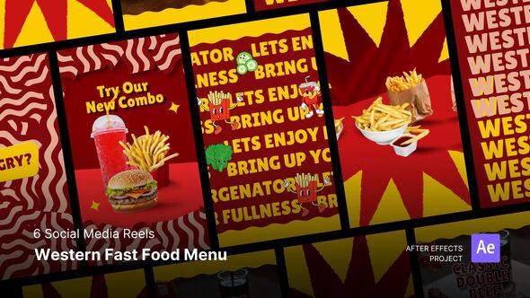 Videohive Social Media Reels - Western Fast Food Menu After Effects Project Files Product Promo template preview