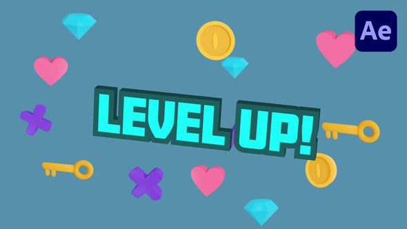 Videohive Level Up Fun Gaming Title Titles template preview