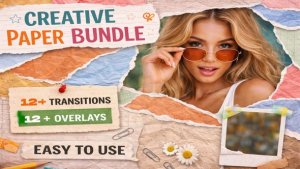 Paper Transition and Overlays Bundle For DaVinci Resolve Video Displays template preview