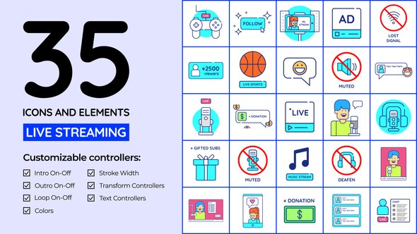 Videohive Live Streaming Icons and Elements Elements template preview