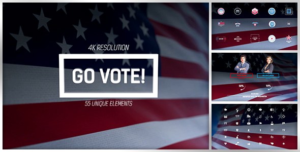 Go Vote/ USA Election/ Republicans and Democrats/ Flag of America President Senate/ Independence Day Video Displays template preview