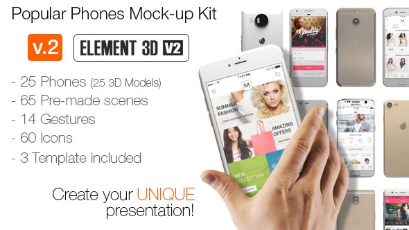 Popular Phones Mock-up Kit Video Displays template preview