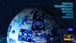 Videohive Digital Technology Mosaic Sphere Logo Opener Elements template preview