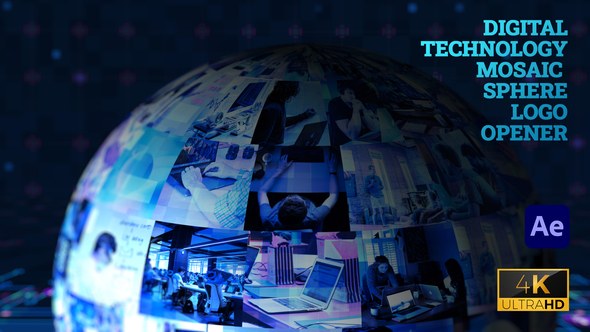 Videohive Digital Technology Mosaic Sphere Logo Opener Elements template preview