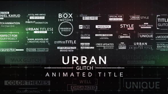 30 Fast Glitch Urban Titles Video Displays template preview
