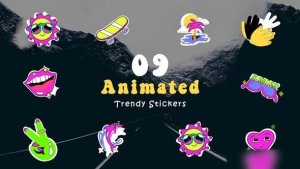 Videohive Trendy Stickers Animated Scene Elements template preview