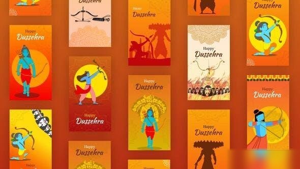Videohive Happy Dussehra Instagram Stories Video Displays template preview