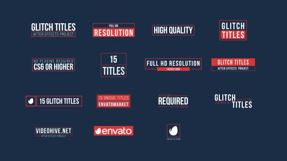 15 Glitch Titles Video Displays template preview