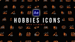 Videohive Hobbies Neon Icons Elements template preview