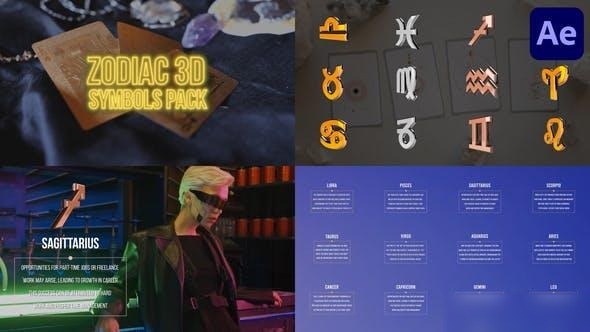 Videohive Zodiac 3D Symbols Pack for After Effects Titles template preview