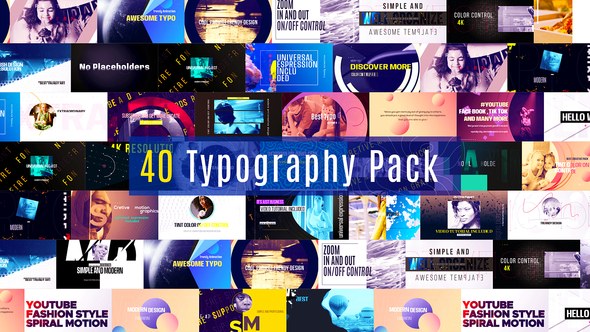 Videohive 40 Typography Pack Broadcast-packages template preview