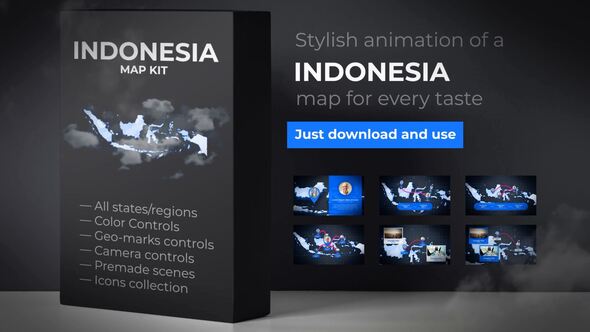 Videohive Indonesia Map - Republic of Indonesia Map Kit Video Displays template preview