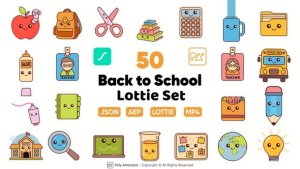 Videohive Back to School Lottie Icon Set Elements template preview
