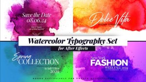 Videohive Watercolor Inks Typography Titles template preview