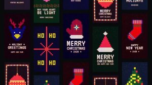 Videohive Retro Pixel Christmas Stories Titles template preview