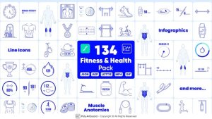 Videohive Fitness And Health Lottie Pack Elements template preview