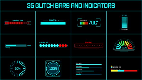 Videohive Glitch Bars and Indicators Elements template preview