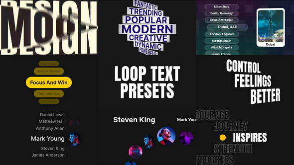 Videohive Looping List Text Animations 60365331 Titles template preview