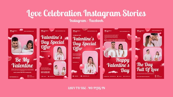 Videohive Love Celebration Instagram Stories Openers template preview
