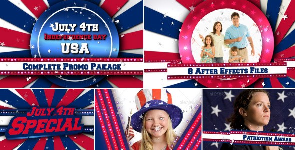 July 4th USA Patriotic Broadcast Promo Pack Video Displays template preview
