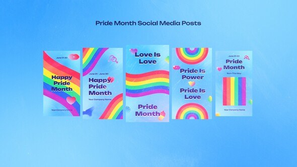 Videohive Pride Month Social Media Posts Video Displays template preview